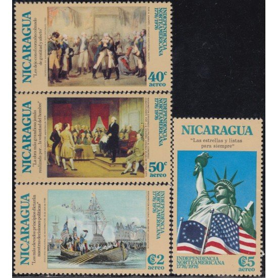 Nicaragua A- 837/40 1975 200 Años de la Independencia de Estados Unidos MNH
