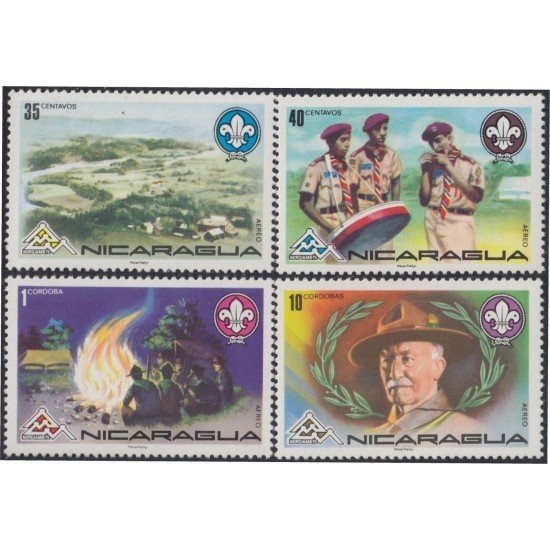 Nicaragua A- 849/52 1975 14 Festival Mundial en Noruega Scouts Emblema MNH Nicaragua A- 849/52 1975 14 Festival Mundial en Noruega Scouts Emblema MNH