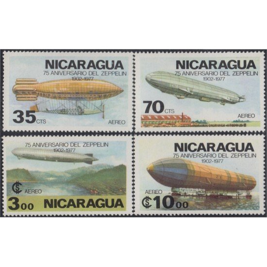 Nicaragua A- 895/98 1977 75º Aniversario del Zeppelín MNH Nicaragua A- 895/98 1977 75º Aniversario del Zeppelín MNH