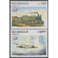 Nicaragua A- 984/85 1982 Centenario de la adhesión de Nicaragua a la UPU Transporte postal MNH Nicaragua A- 984/85 1982 Centenario de la adhesión de Nicaragua a la UPU Transporte postal MNH