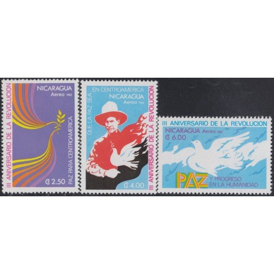 Nicaragua A- 989/91 1982 3º Aniversario de la Revolución MNH Nicaragua A- 989/91 1982 3º Aniversario de la Revolución MNH