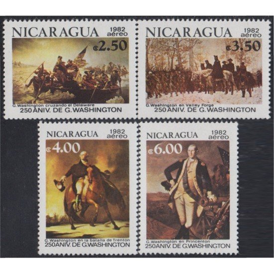 Nicaragua A- 992/95 1982 250º Aniversario del nacimiento de George Washington Pinturas MNH Nicaragua A- 992/95 1982 250º Aniversario del nacimiento de George Washington Pinturas MNH
