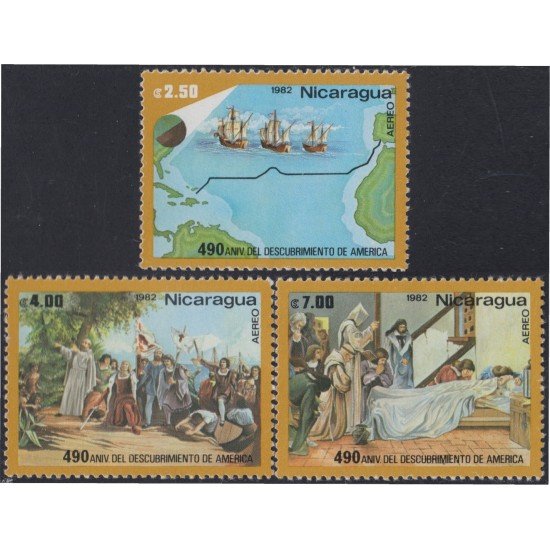 Nicaragua A- 1001/03 1982 490º Aniversario del descubrimiento de América MNH Nicaragua A- 1001/03 1982 490º Aniversario del descubrimiento de América MNH