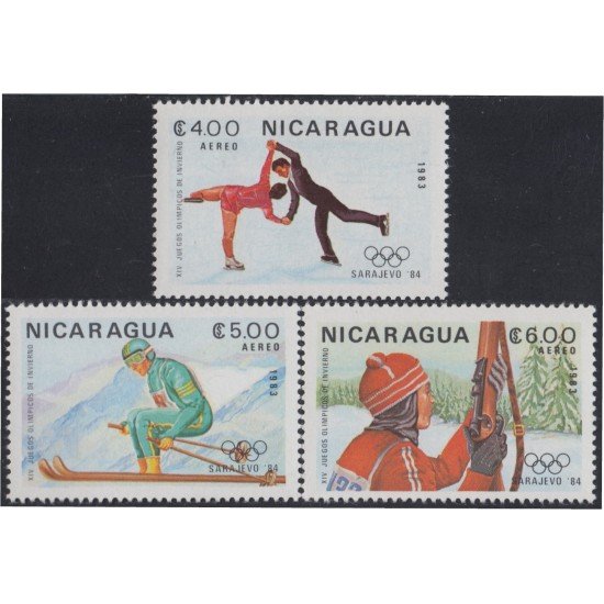 Nicaragua A- 1030/32 1983 Juegos Olímpicos de Invierno en Sarajevo MNH Nicaragua A- 1030/32 1983 Juegos Olímpicos de Invierno en Sarajevo MNH