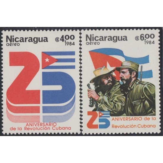 Nicaragua A- 1048/49 1984 25º Aniversario de la Revolución Cubana MNH Nicaragua A- 1048/49 1984 25º Aniversario de la Revolución Cubana MNH