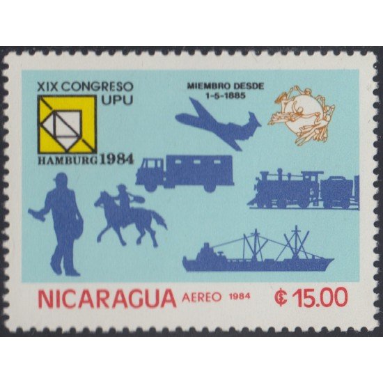 Nicaragua A- 1068 1984 19º Congreso de la UPU en Hamburgo MNH Nicaragua A- 1068 1984 19º Congreso de la UPU en Hamburgo MNH