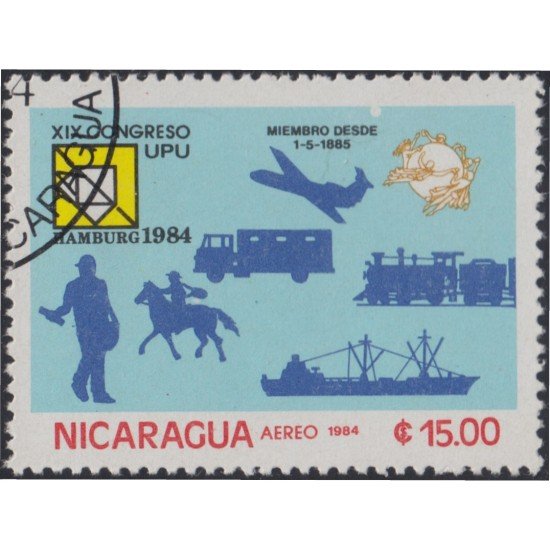 Nicaragua A- 1068 1984 19º Congreso de la UPU en Hamburgo Usado Nicaragua A- 1068 1984 19º Congreso de la UPU en Hamburgo Usado