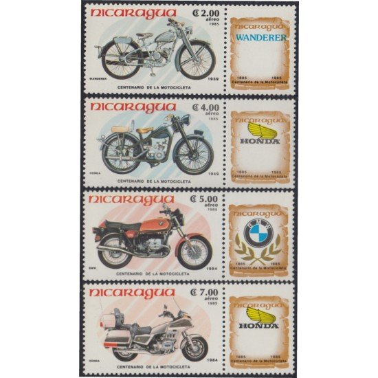 Nicaragua A- 1093/96 1985 Centenario de la motocicleta MNH Nicaragua A- 1093/96 1985 Centenario de la motocicleta MNH