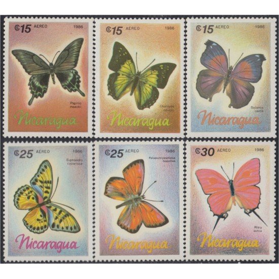 Nicaragua A- 1165/70 1986 Mariposas Butterflies MNH Nicaragua A- 1165/70 1986 Mariposas Butterflies MNH