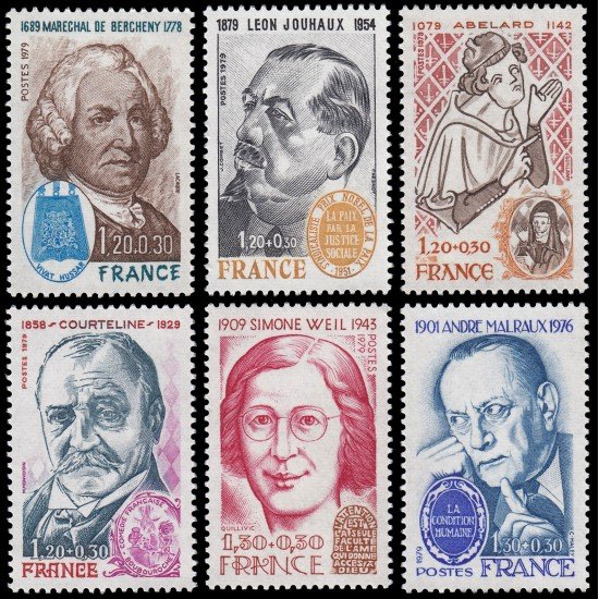 France Francia 2029/32B 1979 Personajes célebres MNH