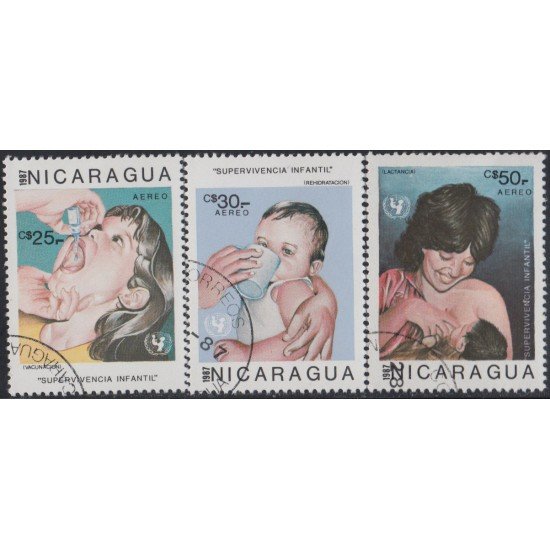 Nicaragua A- 1185/87 1987 Campaña por la supervivencia de la Infancia Usado Nicaragua A- 1185/87 1987 Campaña por la supervivencia de la Infancia Usado