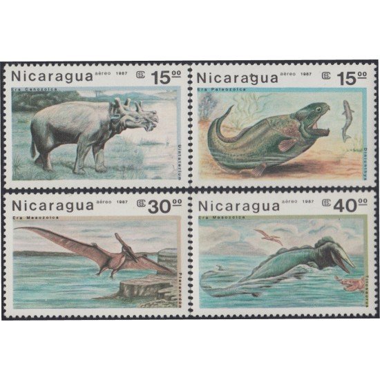 Nicaragua A- 1191/94 1987 Fauna Prehistórica MNH Nicaragua A- 1191/94 1987 Fauna Prehistórica MNH