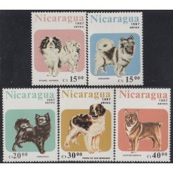 Nicaragua A- 1195/99 1987 Fauna Perros Dogs MNH Nicaragua A- 1195/99 1987 Fauna Perros Dogs MNH