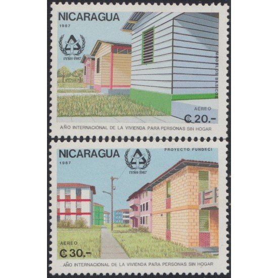 Nicaragua A- 1202/03 1987 Año Internacional de la vivienda para personas sin hogar MNH Nicaragua A- 1202/03 1987 Año Internacional de la vivienda para personas sin hogar MNH