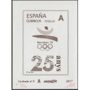 España Spain Grabado 9 Barnafil 2017 25 Aniv. JJOO Barc. 92 Olimpiadas Tirada 50