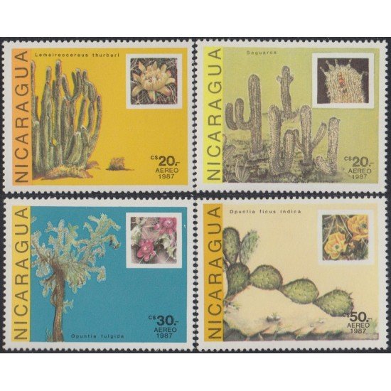 Nicaragua A- 1220/23 1987 Flora Cactus y Flores Flowers MNH Nicaragua A- 1220/23 1987 Flora Cactus y Flores Flowers MNH