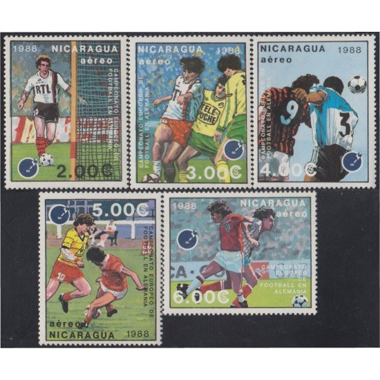Nicaragua A- 1225/29 1988 Campeonato de Fútbol de Europa en Alemania MNH Nicaragua A- 1225/29 1988 Campeonato de Fútbol de Europa en Alemania MNH