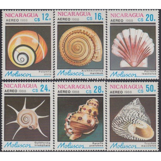 Nicaragua A- 1240/45 1988 Fauna Moluscos MNH Nicaragua A- 1240/45 1988 Fauna Moluscos MNH