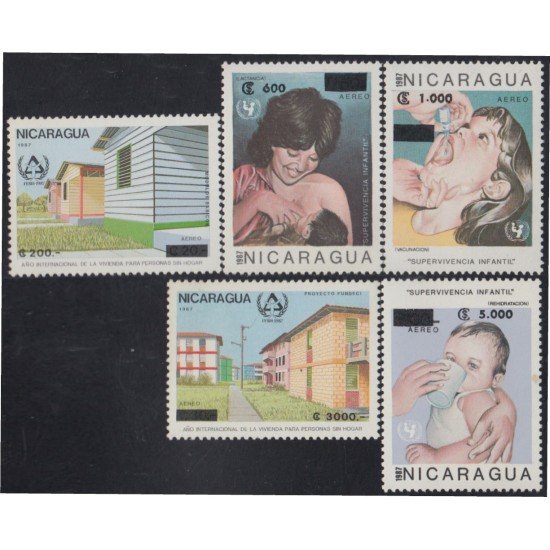 Nicaragua A- 1320A/23 1990 Serie Antigua Timbres aéreos de 1987 MNH Nicaragua A- 1320A/23 1990 Serie Antigua Timbres aéreos de 1987 MNH