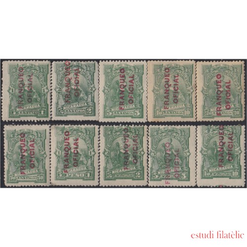 Nicaragua Franqueo Oficial 11/20 1891 Sobrecarga en Carmín Vertical MH