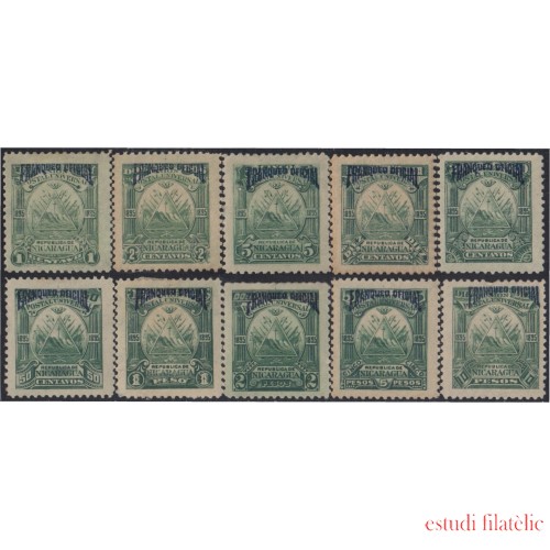 Nicaragua Franqueo Oficial 52/61 1895 Sobrecarga en Azul MH