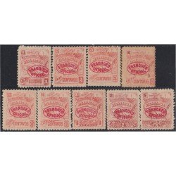 Nicaragua Franqueo Oficial 71a/79a 1897 Sobrecarga en Carmín MH Nicaragua Franqueo Oficial 71a/79a 1897 Sobrecarga en Carmín MH