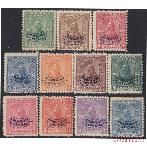 Nicaragua Franqueo Oficial 91/101 1899 Sobrecarga en varios colores MH