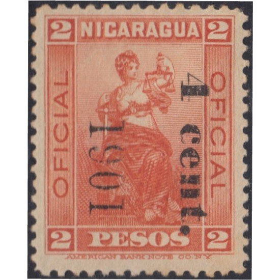 Nicaragua Franqueo Oficial 117 1901 Timbres de 1900 MH Nicaragua Franqueo Oficial 117 1901 Timbres de 1900 MH