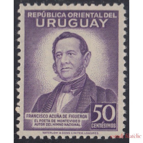 Uruguay 539 (535/39) 80º Aniversario de la muerte de del Poeta Juan Francisco Acuna de  Figueroa 1942 MNH
