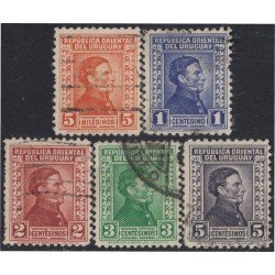 Uruguay 547/51 1943 Serie Antigua Artigas Firma Waterlow & Sons Usado Uruguay 547/51 1943 Serie Antigua Artigas Firma Waterlow & Sons Usado