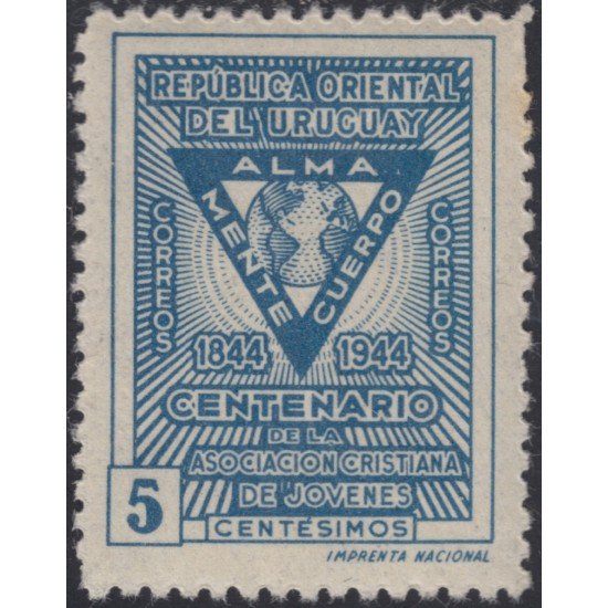 Uruguay 555 1944 Centenario de la Asociación Juventud cristiana MNH Uruguay 555 1944 Centenario de la Asociación Juventud cristiana MNH