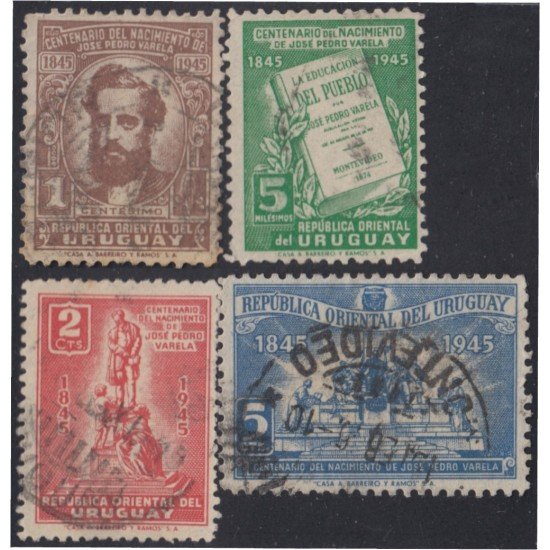 Uruguay 556/59 1945 Centenario del nacimiento del escritor José Pedro Varela Usado Uruguay 556/59 1945 Centenario del nacimiento del escritor José Pedro Varela Usado
