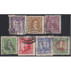 Uruguay 560/66 1945/47 Serie Antigua Grandes Figuras Usado Uruguay 560/66 1945/47 Serie Antigua Grandes Figuras Usado