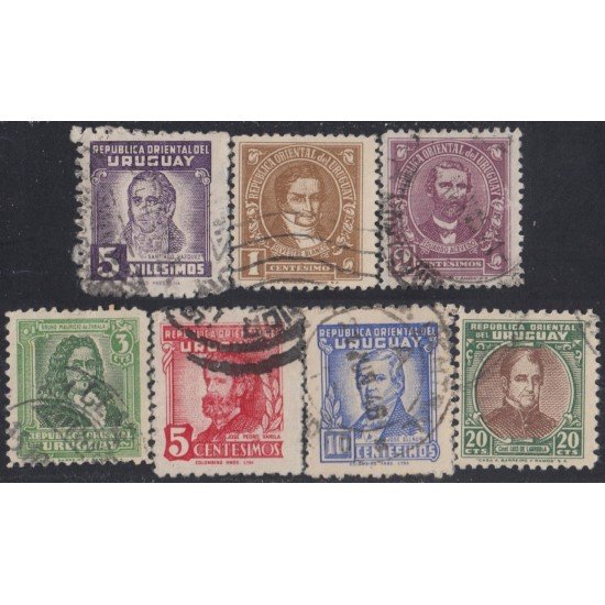 Uruguay 560/66 1945/47 Serie Antigua Grandes Figuras Usado Uruguay 560/66 1945/47 Serie Antigua Grandes Figuras Usado