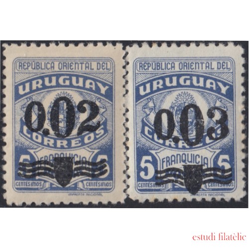 Uruguay 581/82 1947 Tipo ai MNH