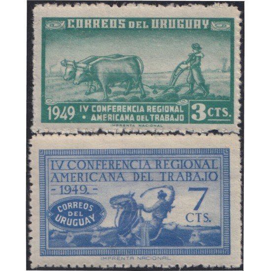 Uruguay 597/98 1949 4º Conferencia regional americana de trabaj en Montevideo MNH Uruguay 597/98 1949 4º Conferencia regional americana de trabaj en Montevideo MNH