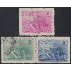 Uruguay 599/601 1950 Bicentenario de Cordon distrito de Montevideo Usado