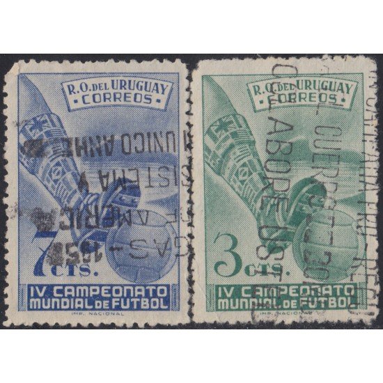 Uruguay 602/03 1951 Cuarta Copa del Mundo de Fútbol en Río de Janeiro Usado Uruguay 602/03 1951 Cuarta Copa del Mundo de Fútbol en Río de Janeiro Usado