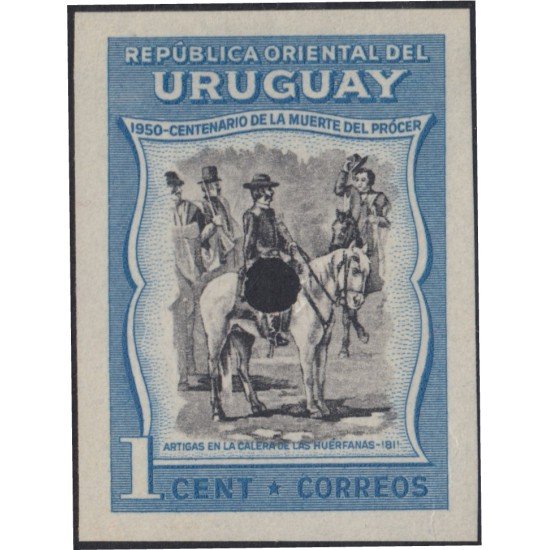 Uruguay 605 1951 Prueba Artigas en la calera de la huérfanas Centenario de la muerte del prócer MNH Uruguay 605 1951 Prueba Artigas en la calera de la huérfanas Centenario de la muerte del prócer MNH