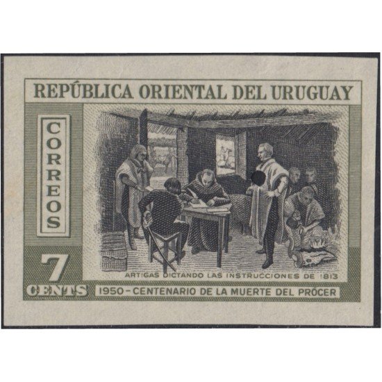Uruguay 609 1951 Prueba Artigas Centenario de la muerte del prócer Uruguay 609 1951 Prueba Artigas Centenario de la muerte del prócer