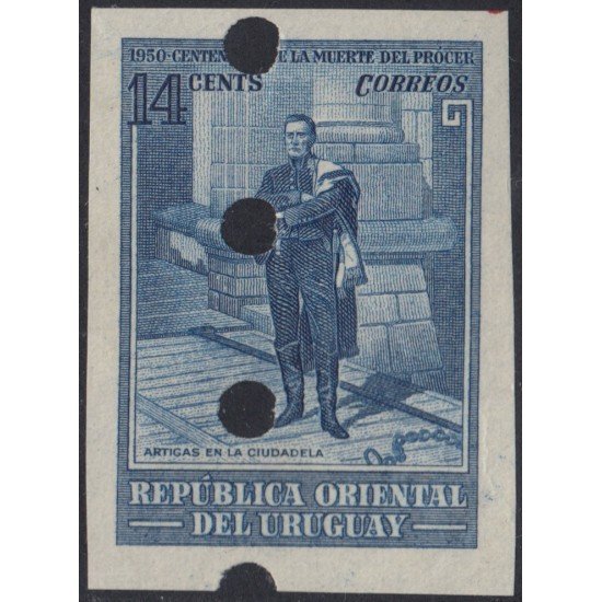 Uruguay 612 1951 Prueba Artigas Centenario de la muerte del prócer Uruguay 612 1951 Prueba Artigas Centenario de la muerte del prócer
