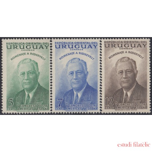 Uruguay 620/22 1953 Homenaje a Roosevelt MNH