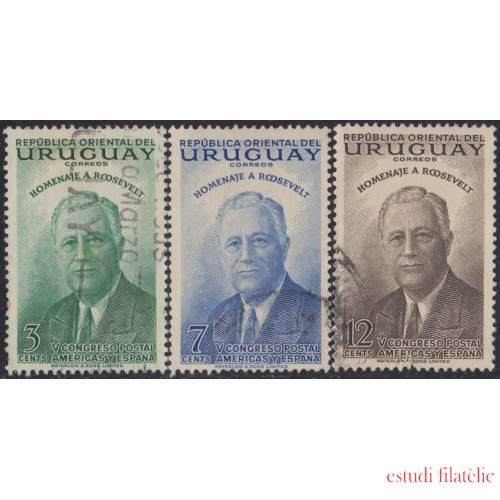 Uruguay 620/22 1953  Homenaje a Roosevelt Usado