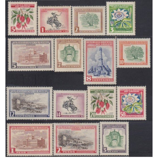 Uruguay 623/38 1954 Serie Antigua Flores Puerto Palacio a falta del 639 MH Uruguay 623/38 1954 Serie Antigua Flores Puerto Palacio a falta del 639 MH