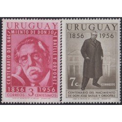 Uruguay 642/43 1956 Centenario del nacimiento del Presidente José Battle y Ordonez MNH