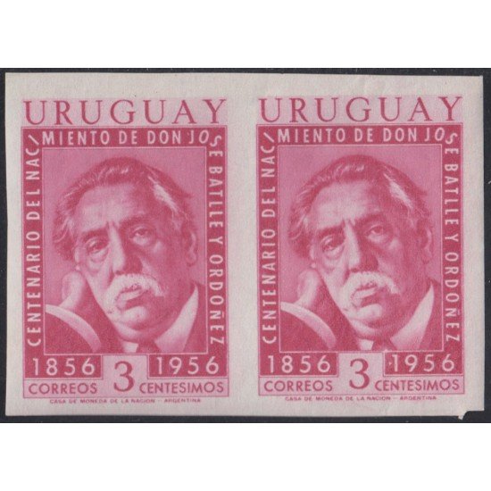 Uruguay 642a 1956 Centenario del nacimiento del Presidente José Battle y Ordonez SD pareja Uruguay 642a 1956 Centenario del nacimiento del Presidente José Battle y Ordonez SD pareja
