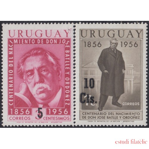 Uruguay 644/45 1958 Centenario del nacimiento del Presidente José Battle y Ordonez MNH