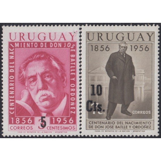 Uruguay 644/45 1958 Centenario del nacimiento del Presidente José Battle y Ordonez MNH Uruguay 644/45 1958 Centenario del nacimiento del Presidente José Battle y Ordonez MNH