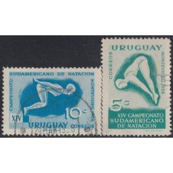 Uruguay 646/47 1958 14º Campeonato Sudamericanos de natación en Montevideo Usado Uruguay 646/47 1958 14º Campeonato Sudamericanos de natación en Montevideo Usado