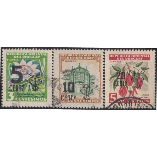 Uruguay 655/57 1959 Timbres postales de 1954 Usado Uruguay 655/57 1959 Timbres postales de 1954 Usado